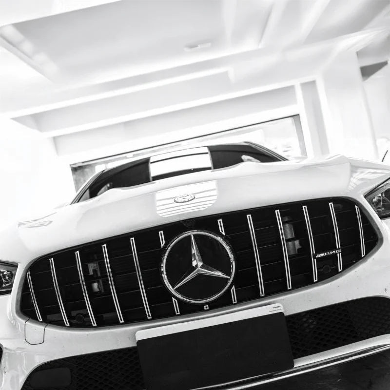 Gloss silver vertical slat front grille V1 for Mercedes CLA C118 2019-2023