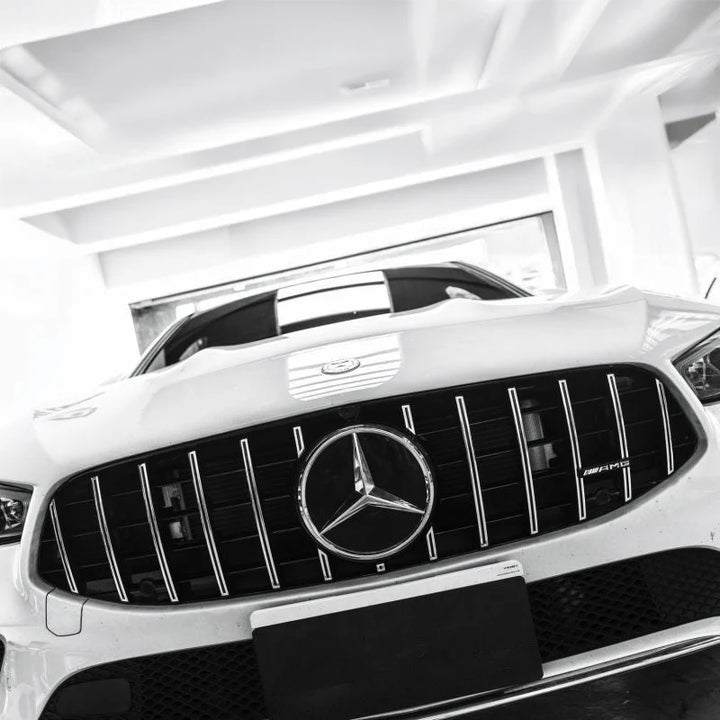 Gloss silver vertical slat front grille V1 for Mercedes CLA C118 2019-2023