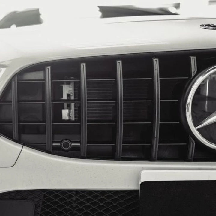 Gloss black vertical slat front grille V1 for Mercedes CLA35 C118 close-up