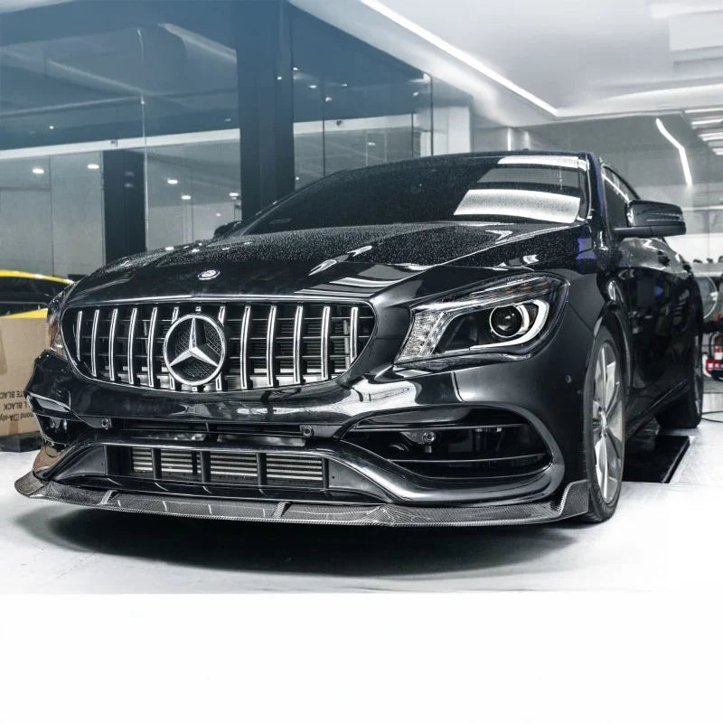 Mercedes CLA C117 facelift fitted with a chrome vertical slat grille