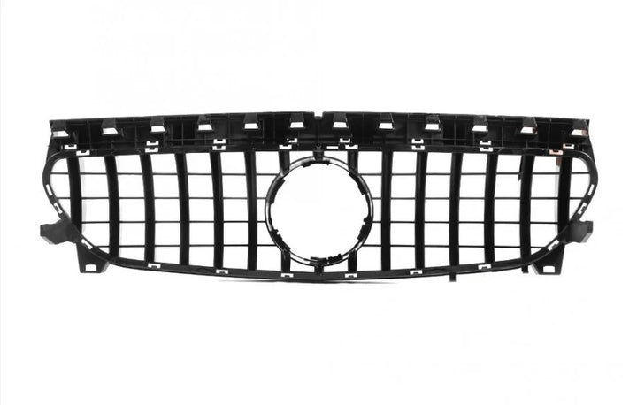 Mercedes-Benz CLA C117 gloss black vertical slat front grille, rear view showing mounting points