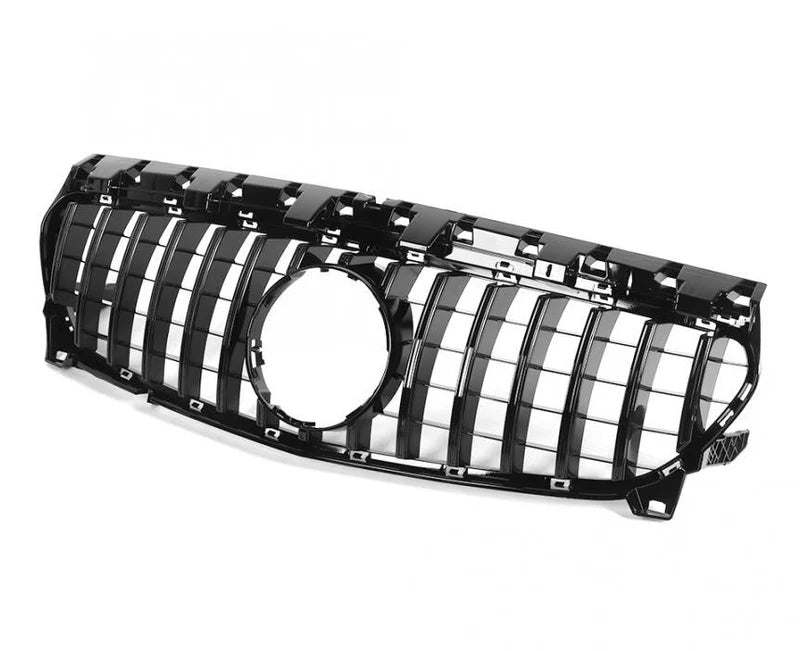 Mercedes-Benz CLA C117 gloss black vertical slat front grille, three quarter view