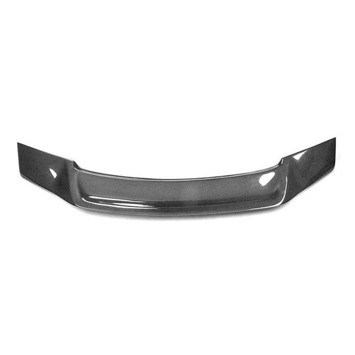 Carbon fibre rear spoiler for Mercedes W213 on a plain background top view