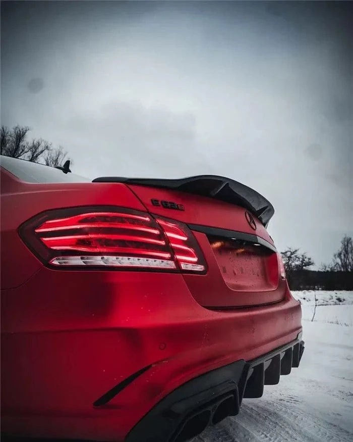 Mercedes E63 AMG W212 facelift carbon fibre body kit V1 showing rear spoiler