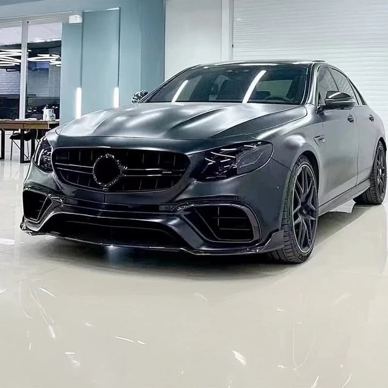 Mercedes-AMG E63 W213 pre-preg carbon fibre front splitter fitted, front three-quarter view