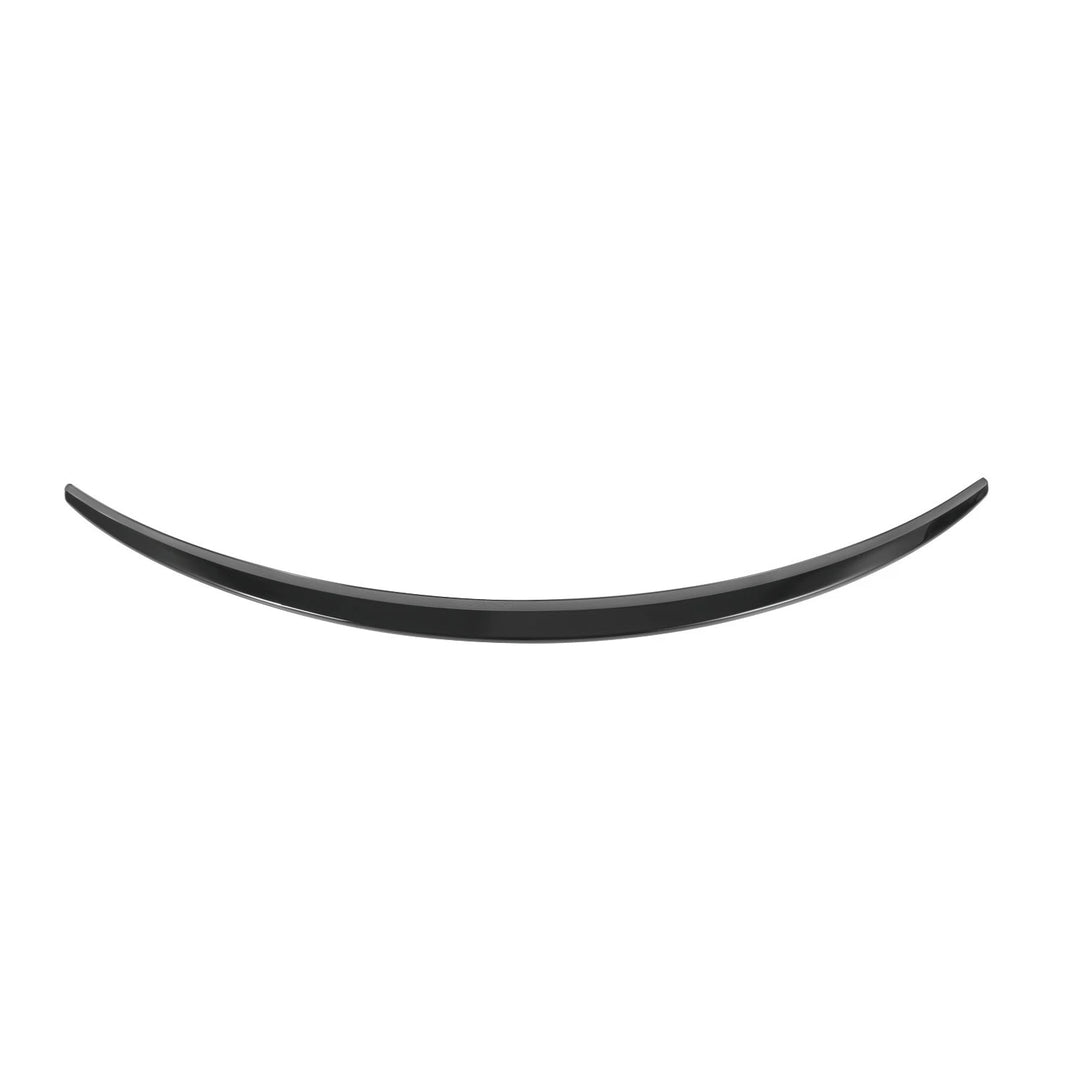 Gloss black ABS rear spoiler for Mercedes C-Class Coupe on a plain background top view
