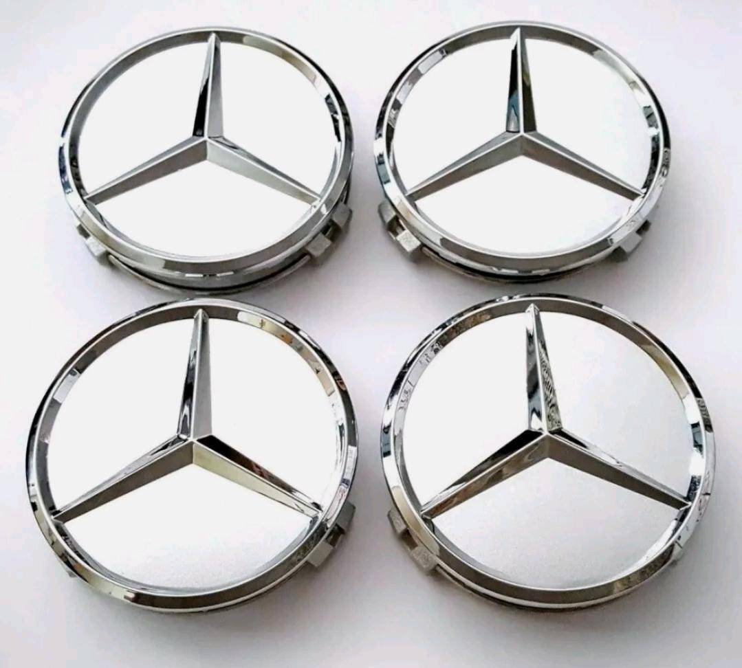 Set of 4 Mercedes Silver Alloy Wheel Centre Caps 75mm - AutoCap Solutions