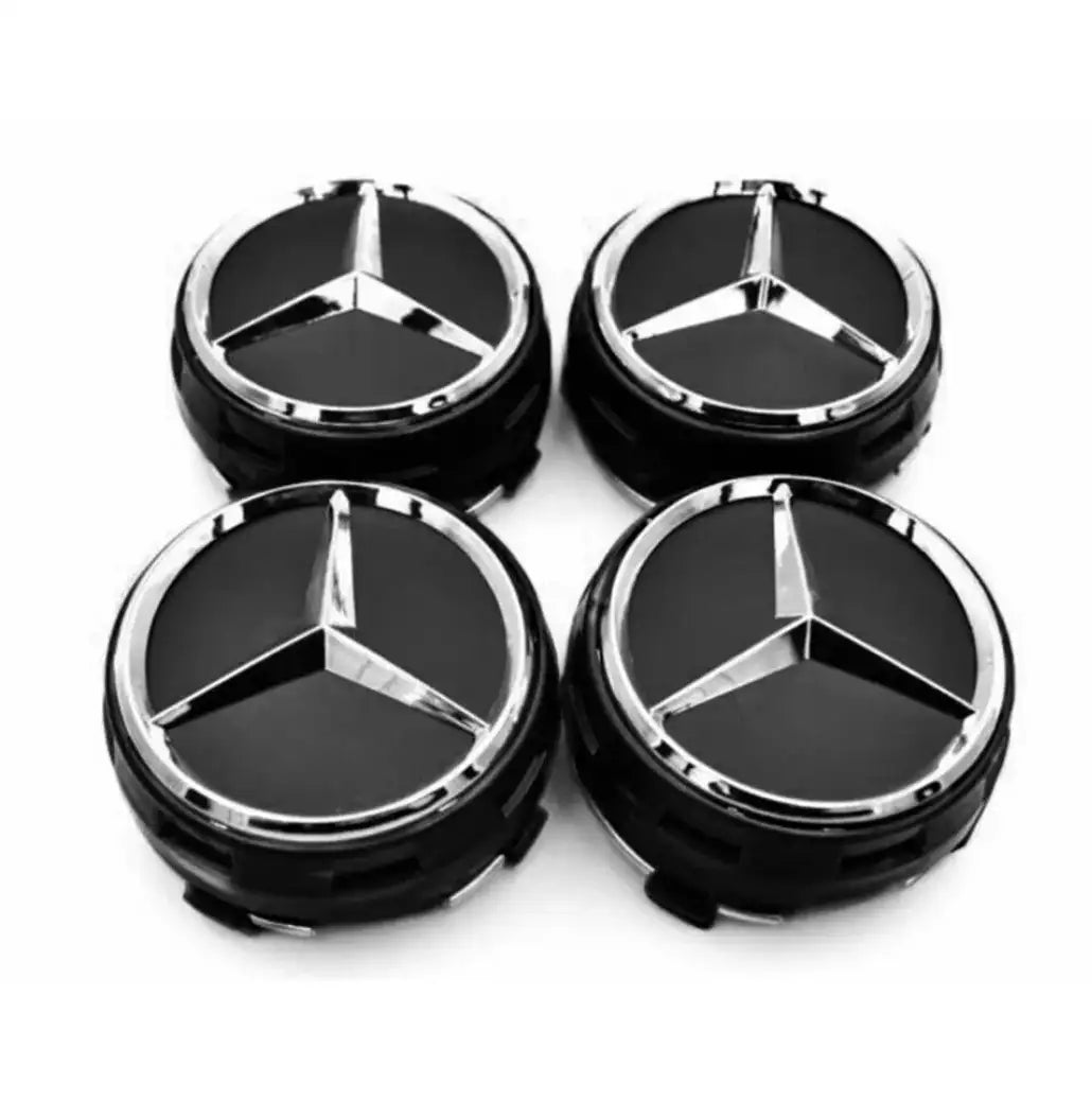 Mercedes Benz Alloy Wheel Raised Centre Caps BLACK - 75mm | AutoCap Solutions