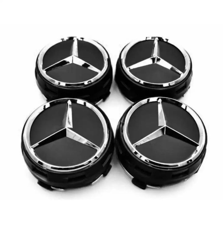 Mercedes Benz Alloy Wheel Raised Centre Caps BLACK - 75mm | AutoCap Solutions