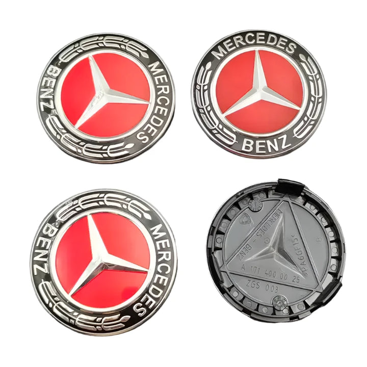 Mercedes Benz Red Alloy Wheel Centre Caps - 75mm | AutoCap Solutions