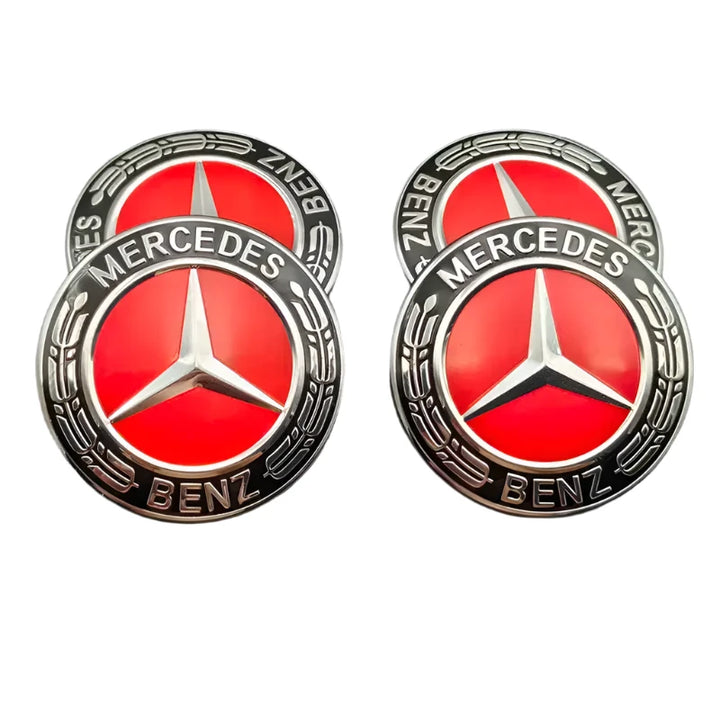 Mercedes Benz Red Alloy Wheel Centre Caps - 75mm | AutoCap Solutions