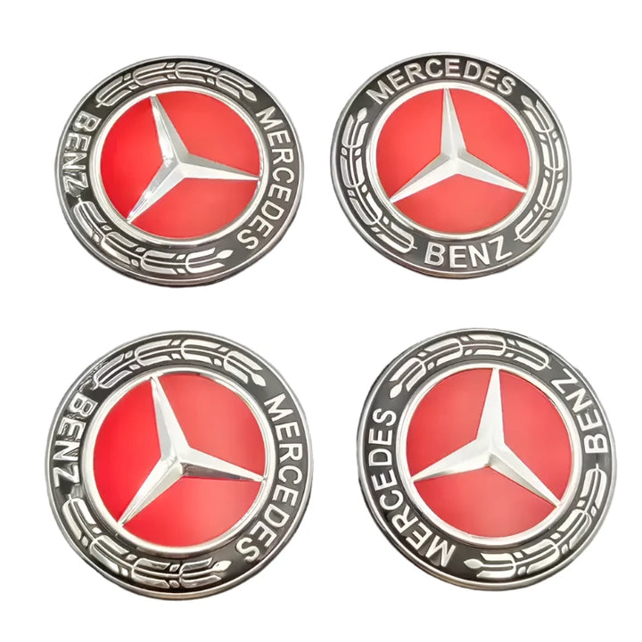 Mercedes Benz Red Alloy Wheel Centre Caps - 75mm | AutoCap Solutions