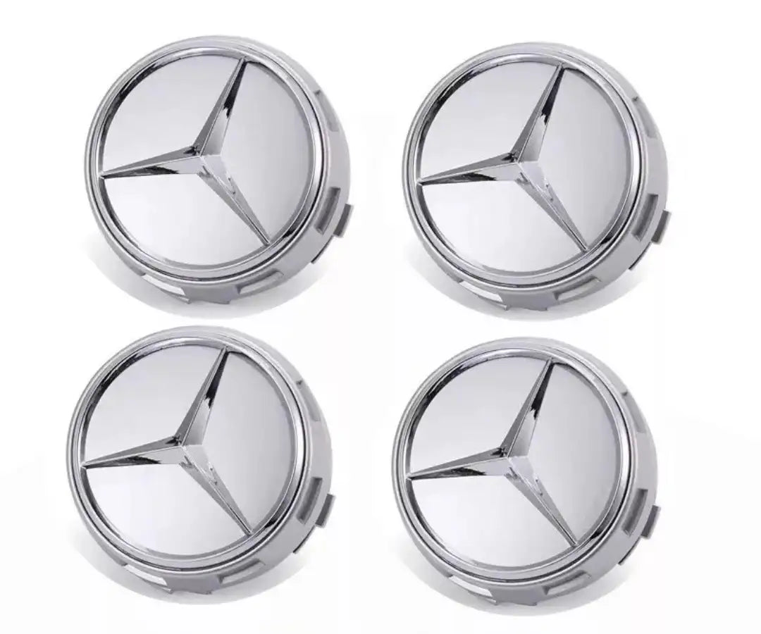 Mercedes Benz Alloy Wheel Raised Centre Caps SILVER - 75mm | AutoCap Solutions