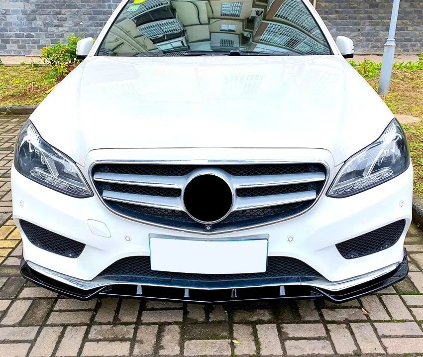 Mercedes E-Class W212 AMG Line with gloss black front splitter, front view