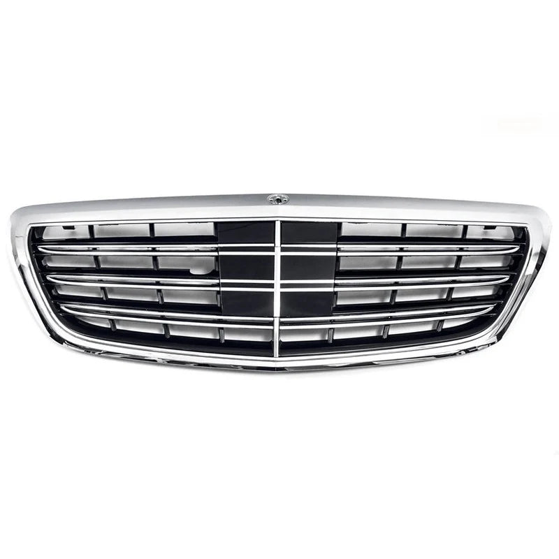 OEM chrome V1 front grille for Mercedes S-Class W222, close-up of the grille