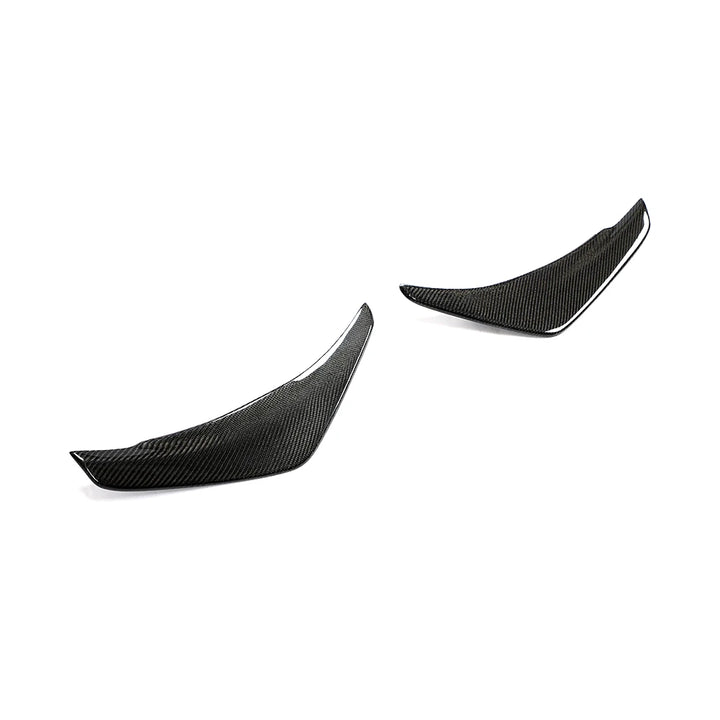 Carbon fibre front canards for MINI Cooper S F55 F56 on a plain background alternate angle shot