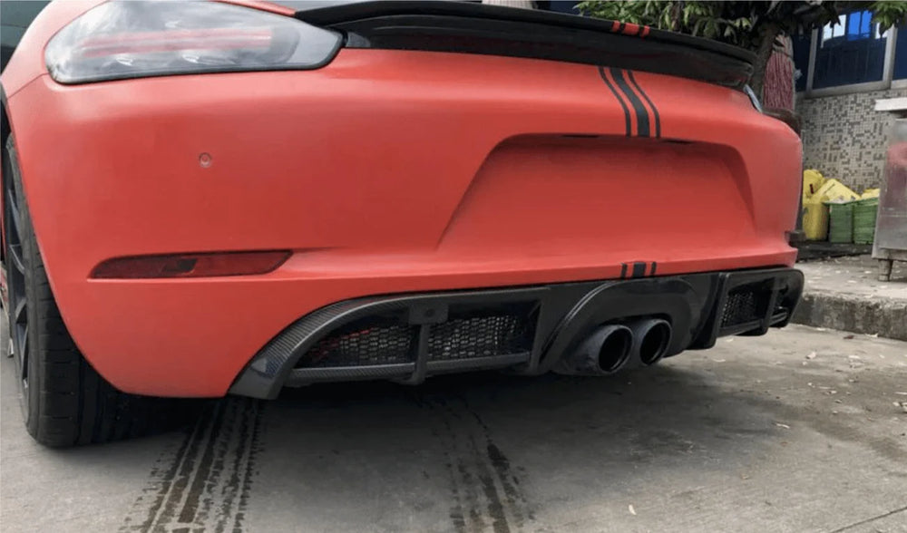 Porsche 718 Boxster GTS rear diffuser installed