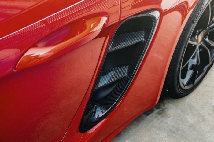 Porsche Cayman side vent carbon fibre detail