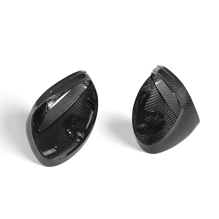 Porsche Cayman pre-preg replacement mirror cover close-up