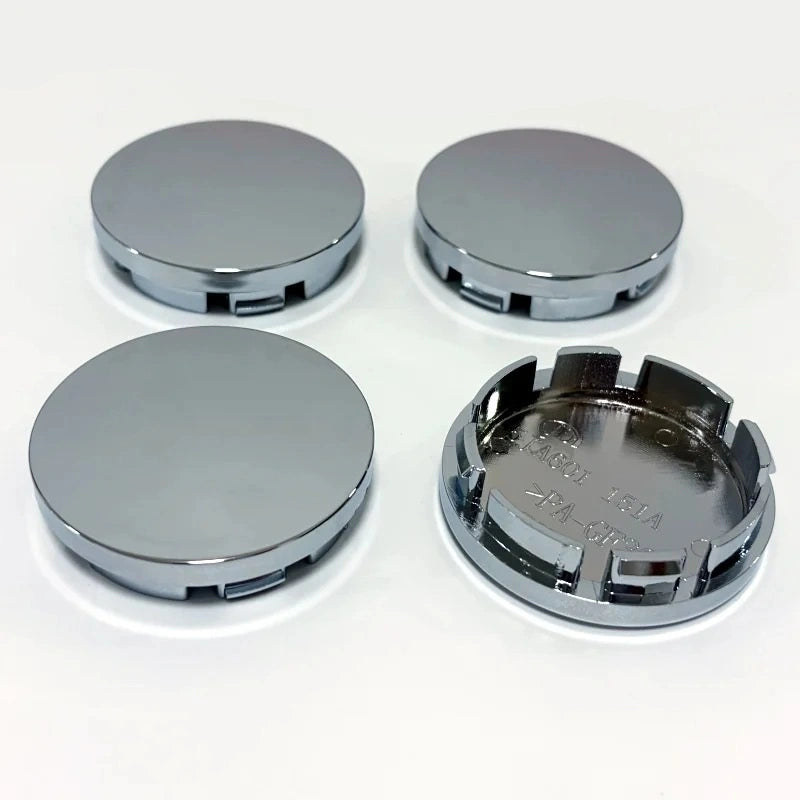 Universal high gloss silver wheel centre caps 56mm set of 4