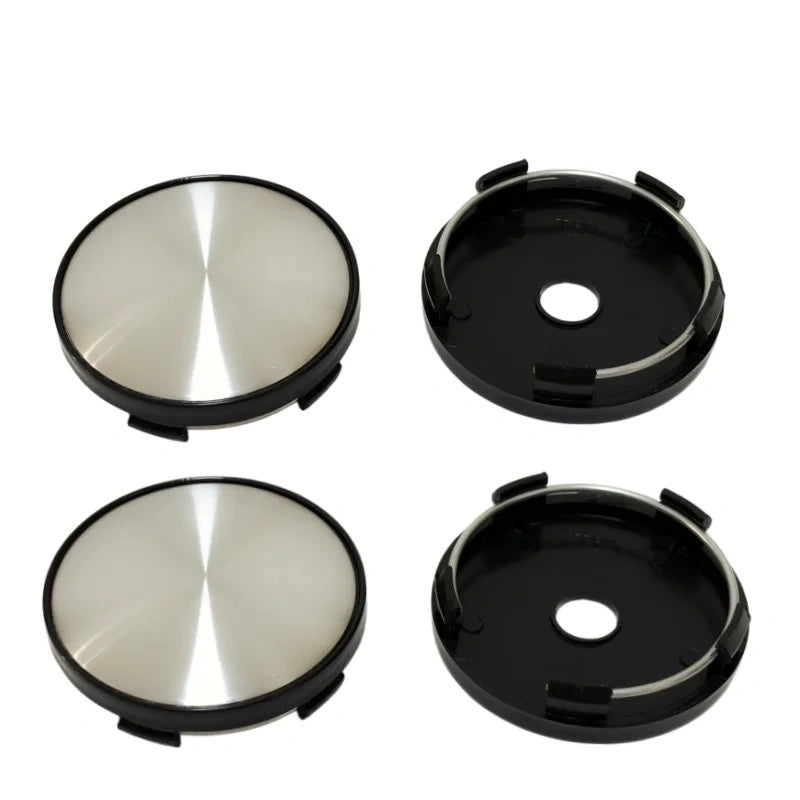 Universal silver black two-tone wheel centre caps 60mm set of 4