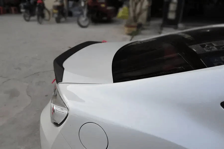 Subaru BRZ with carbon fibre rear spoiler, side view