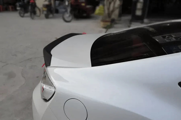 Subaru BRZ with carbon fibre rear spoiler, side view