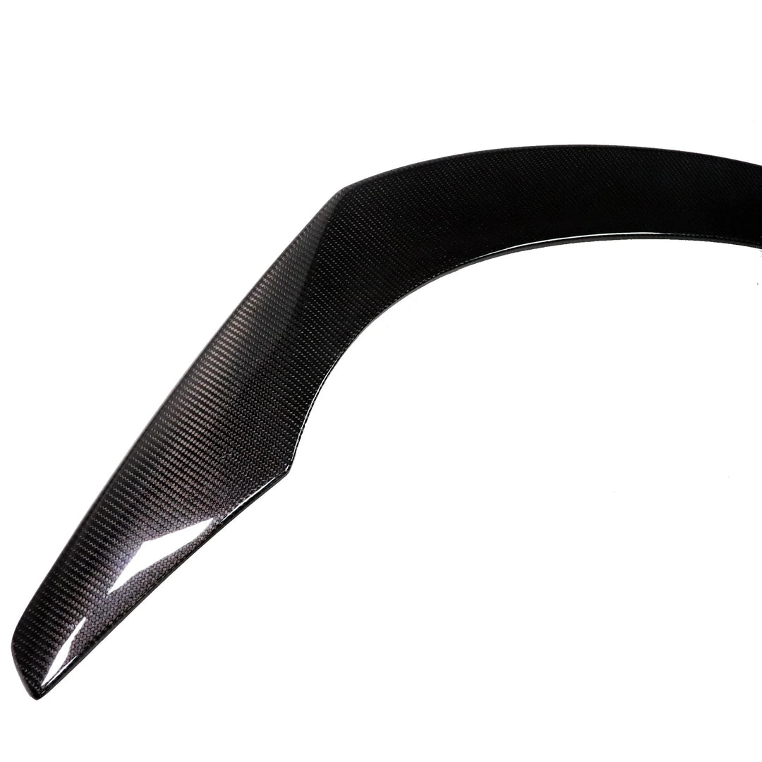 Toyota Supra A90 dry carbon fibre spoiler close-up showing weave