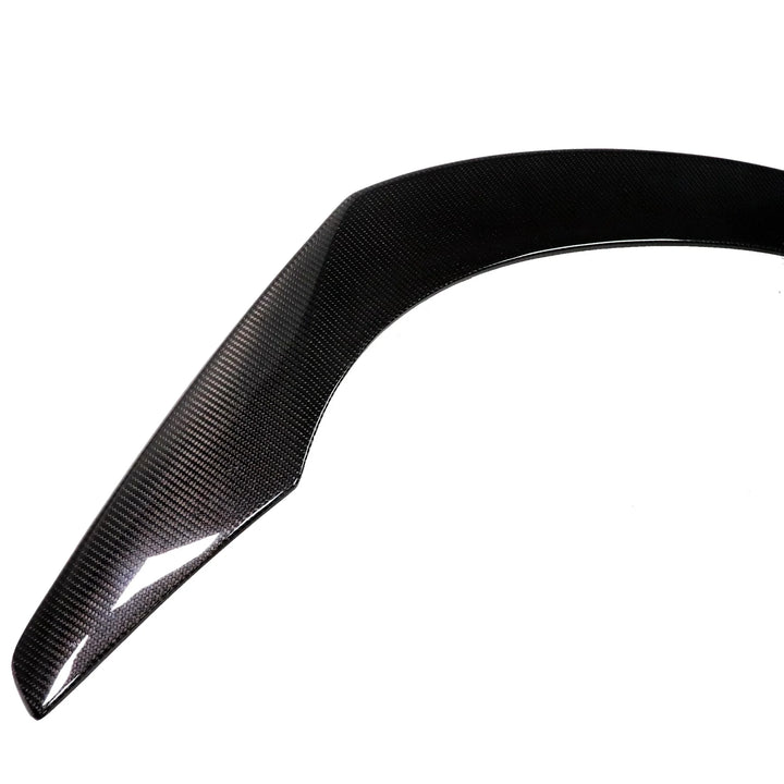 Toyota Supra A90 dry carbon fibre spoiler close-up showing weave