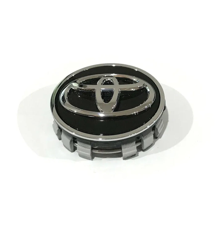 Set of 4 Black w/ Chrome ring Toyota Wheel Centre Caps - 62mm | AutoCap Solutions