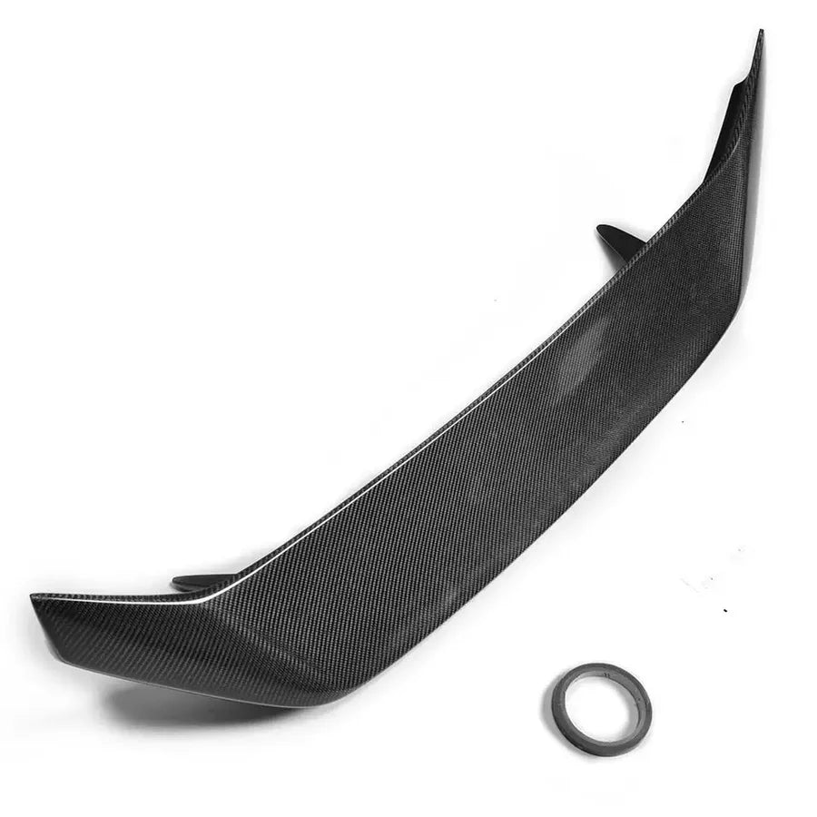 Large 2x2 twill carbon fibre rear spoiler for Toyota GT86 and Subaru BRZ on a plain background