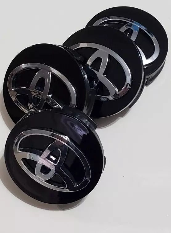 Set of 4 Black Toyota Wheel Centre Caps - 62mm | AutoCap Solutions