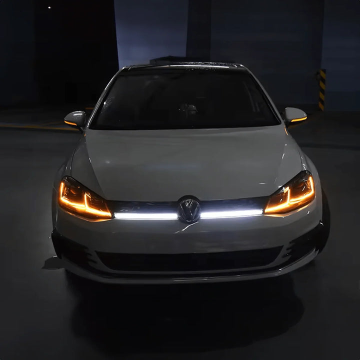 Volkswagen Golf Mk7 facelift style LED replacement headlights, front view