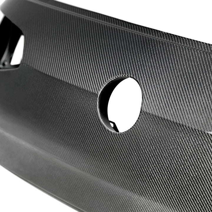 Golf R Mk7 carbon fibre rear hatch close-up showing weave
