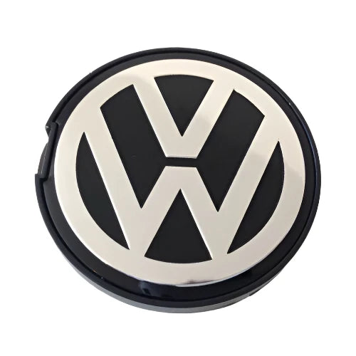 Set of 4 Black and Chrome Volkswagen VW 55mm Alloy Wheel Centre Caps - 6N0 601 171 | AutoCap Solutions