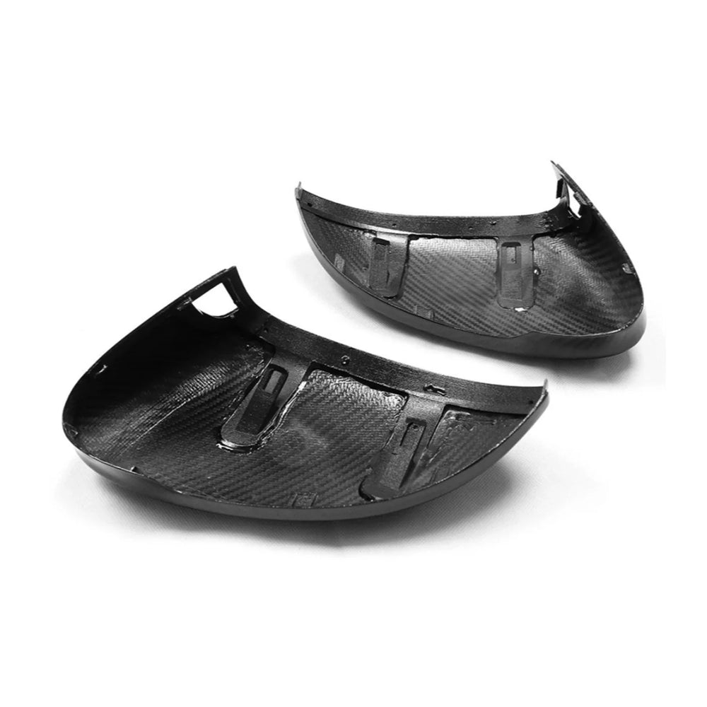 Dry carbon fibre mirror cover for Golf GTI Mk8 showing weave