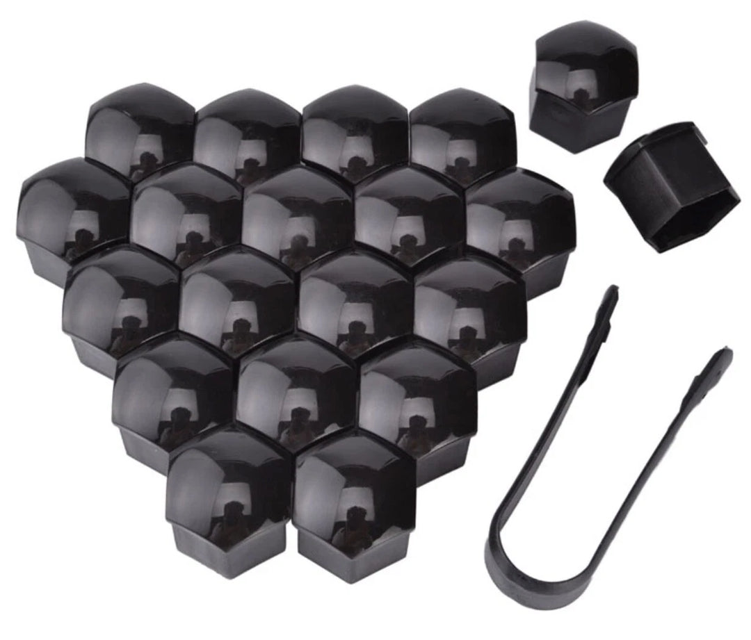 Gloss black wheel nut covers pack of 20 with removal key