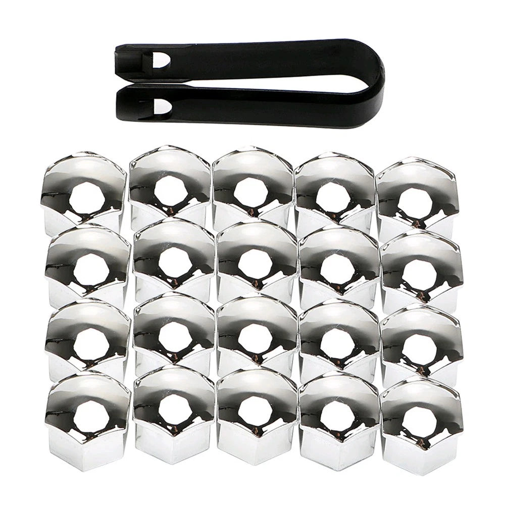 Silver wheel nut covers pack of 20 with removal key